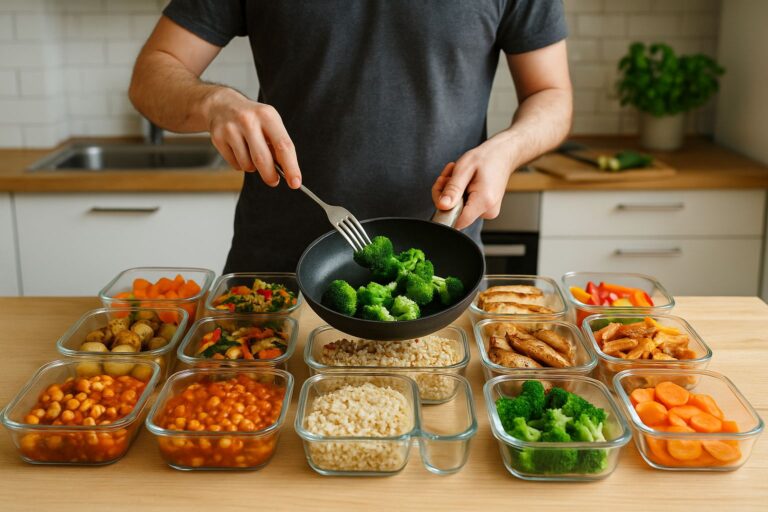 Representación de una persona haciendo un batch cooking